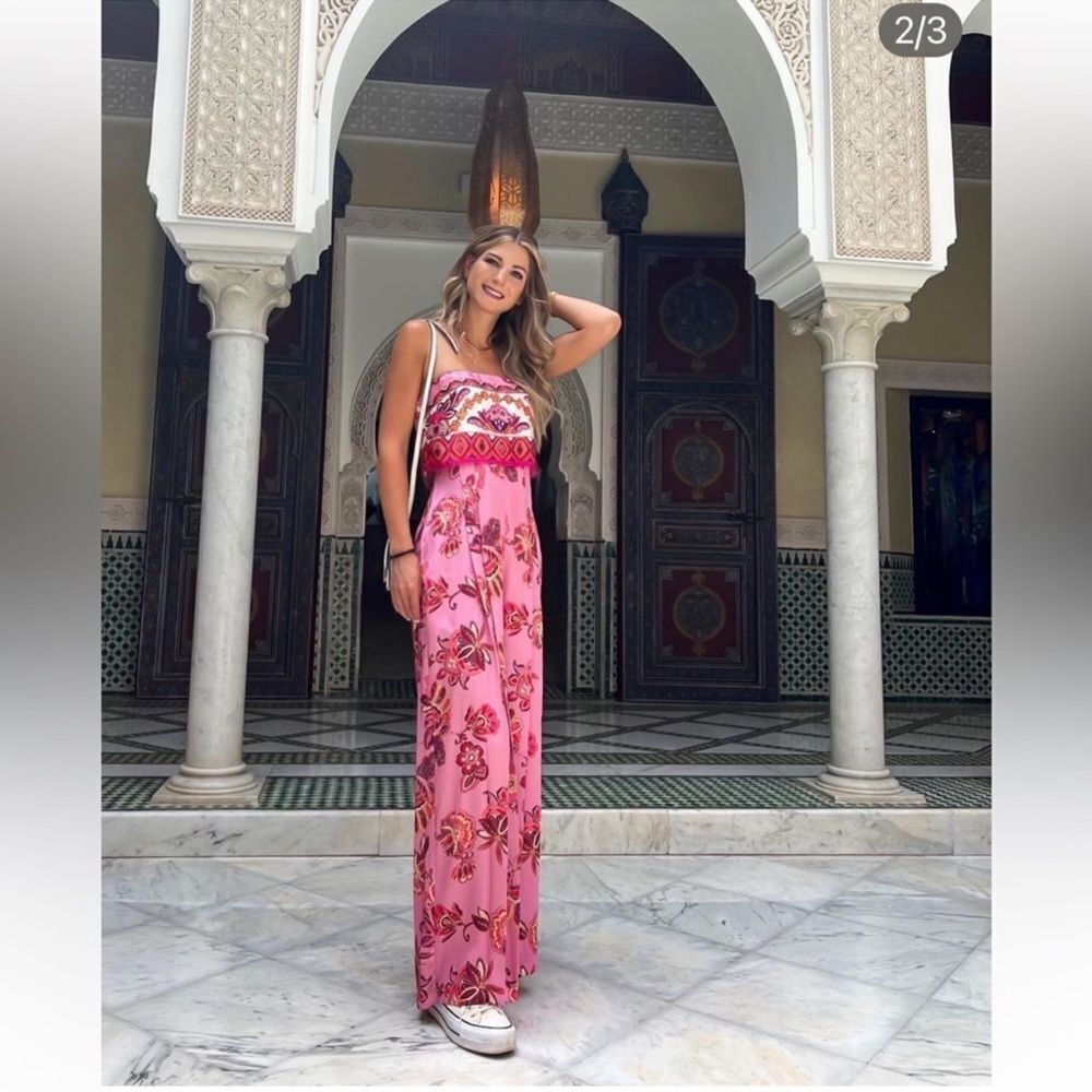 Zara blogger favorite strapless wide leg jumpsuit NWT - Picture 3 of 12